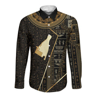 Egypt Hedjet Crown Long Sleeve Button Shirt Ancient Mythology Upper Pharaoh
