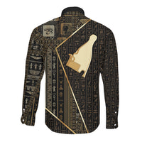 Egypt Hedjet Crown Long Sleeve Button Shirt Ancient Mythology Upper Pharaoh