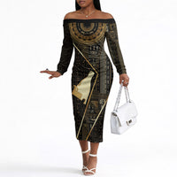 Egypt Hedjet Crown Off The Shoulder Long Sleeve Dress Ancient Mythology Upper Pharaoh