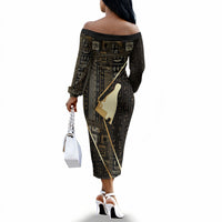 Egypt Hedjet Crown Off The Shoulder Long Sleeve Dress Ancient Mythology Upper Pharaoh