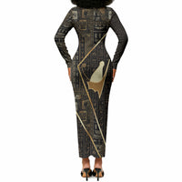 Egypt Pschent Crown Long Sleeve Bodycon Dress Ancient Mythology Unified Pharaoh