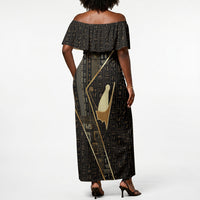 Egypt Pschent Crown Off Shoulder Maxi Dress Ancient Mythology Unified Pharaoh