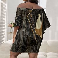 Egypt Pschent Crown Off Shoulder Short Dress Ancient Mythology Unified Pharaoh