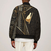Egypt Pschent Crown Sleeve Zip Bomber Jacket Ancient Mythology Unified Pharaoh