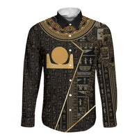 Egypt Akhet Long Sleeve Button Shirt Ancient Mythology Horizon Sun Disk