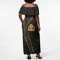 Egypt Akhet Off Shoulder Maxi Dress Ancient Mythology Horizon Sun Disk