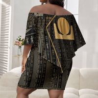Egypt Akhet Off Shoulder Short Dress Ancient Mythology Horizon Sun Disk