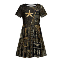 Egypt Seba Kid Short Sleeve Dress Ancient Mythology Golden Star Royal