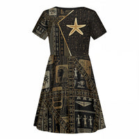 Egypt Seba Kid Short Sleeve Dress Ancient Mythology Golden Star Royal
