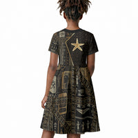 Egypt Seba Kid Short Sleeve Dress Ancient Mythology Golden Star Royal