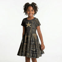 Egypt Seba Kid Short Sleeve Dress Ancient Mythology Golden Star Royal