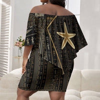 Egypt Seba Off Shoulder Short Dress Ancient Mythology Golden Star Royal