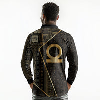 Egypt Shen Ring Long Sleeve Polo Shirt Ancient Mythology Eternally Protecting