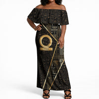 Egypt Shen Ring Off Shoulder Maxi Dress Ancient Mythology Eternally Protecting