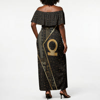 Egypt Shen Ring Off Shoulder Maxi Dress Ancient Mythology Eternally Protecting
