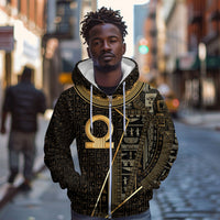 Egypt Shen Ring Zip Hoodie Ancient Mythology Eternally Protecting