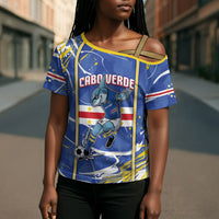 Custom Cape Verde Cross Shoulder Shirt Blue Shark National Flag