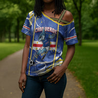 Custom Cape Verde Cross Shoulder Shirt Blue Shark National Flag