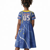 Custom Cape Verde Kid Short Sleeve Dress Blue Shark National Flag