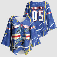 Custom Cape Verde Kimono Sleeve Blouse Blue Shark National Flag