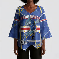 Custom Cape Verde Kimono Sleeve Blouse Blue Shark National Flag