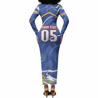 Custom Cape Verde Long Sleeve Bodycon Dress Blue Shark National Flag