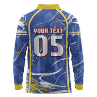 Custom Cape Verde Long Sleeve Polo Shirt Blue Shark National Flag