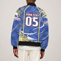 Custom Cape Verde Sleeve Zip Bomber Jacket Blue Shark National Flag