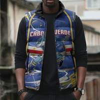 Custom Cape Verde Sleeveless Puffer Jacket Blue Shark National Flag