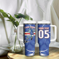 Custom Cape Verde Tumbler With Handle Blue Shark National Flag