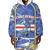 Custom Cape Verde Wearable Blanket Hoodie Blue Shark National Flag