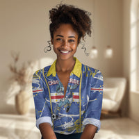 Custom Cape Verde Women Casual Shirt Blue Shark National Flag