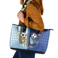 Argentine And Cape Verde Football Leather Tote Bag Split Flag Puma Shark Soccer