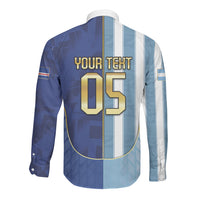 Custom Argentine And Cape Verde Football Long Sleeve Button Shirt Split Flag Puma Shark Soccer