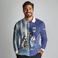 Custom Argentine And Cape Verde Football Long Sleeve Polo Shirt Split Flag Puma Shark Soccer