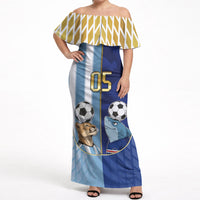 Custom Argentine And Cape Verde Football Off Shoulder Maxi Dress Split Flag Puma Shark Soccer