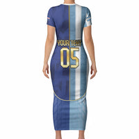 Custom Argentine And Cape Verde Football Short Sleeve Bodycon Dress Split Flag Puma Shark Soccer