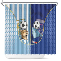 Argentine And Cape Verde Football Shower Curtain Split Flag Puma Shark Soccer