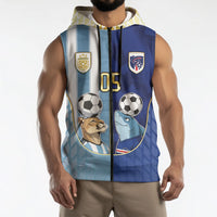 Custom Argentine And Cape Verde Football Sleeveless Zip Hoodie Split Flag Puma Shark Soccer