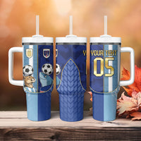 Custom Argentine And Cape Verde Football Tumbler With Handle Split Flag Puma Shark Soccer