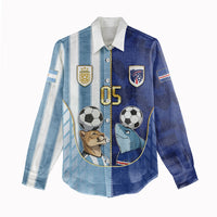 Custom Argentine And Cape Verde Football Women Casual Shirt Split Flag Puma Shark Soccer