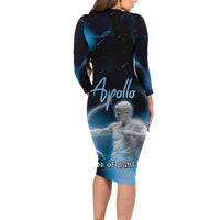 Ancient Greek Apollo Family Matching Long Sleeve Bodycon Dress and Hawaiian Shirt God Of Archery - Wonder Print Shop