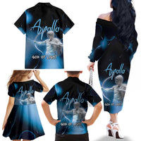 Ancient Greek Apollo Family Matching Off The Shoulder Long Sleeve Dress and Hawaiian Shirt God Of Archery - Wonder Print Shop
