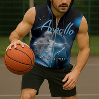 Ancient Greek Apollo Sleeveless Zip Hoodie God Of Archery - Wonder Print Shop