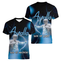 Ancient Greek Apollo Women V-Neck T-Shirt God Of Archery - Wonder Print Shop