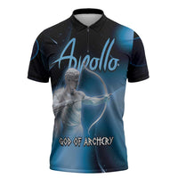 Ancient Greek Apollo Zipper Polo Shirt God Of Archery - Wonder Print Shop