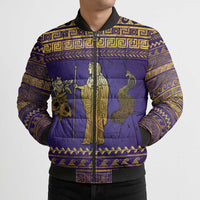 Hera Bomber Puffer Jacket Goddess With Ancient Greek Pattern - Wonder Print Shop