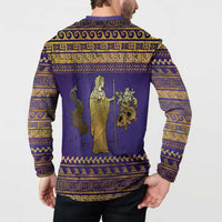 Hera Button Sweatshirt Goddess With Ancient Greek Pattern - Wonder Print Shop