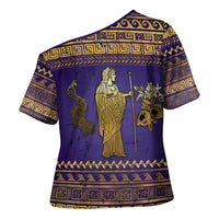 Hera Cross Shoulder Shirt Goddess With Ancient Greek Pattern - Wonder Print Shop