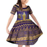 Hera Family Matching Off Shoulder Short Dress and Hawaiian Shirt Goddess With Ancient Greek Pattern - Wonder Print Shop